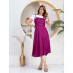 Stylish Purple Dungaree Dress for Women with Inner Top